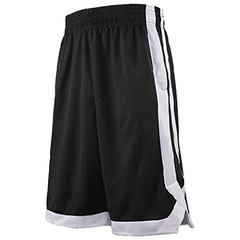 TopTie 2-Tone Basketball Shorts for Men with Pockets, Pocket Training Shorts-Black-M Cover