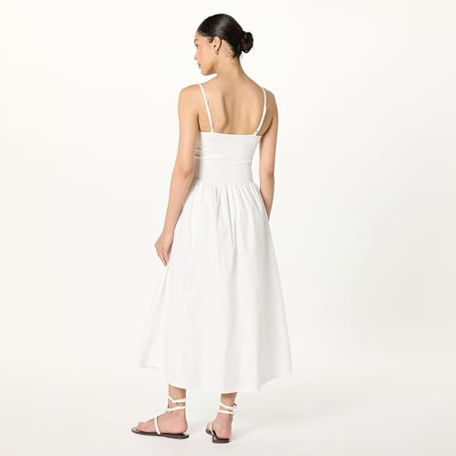 Image of The Drop Womens Robyn Mixed Media Spaghetti Strap Midi Dress