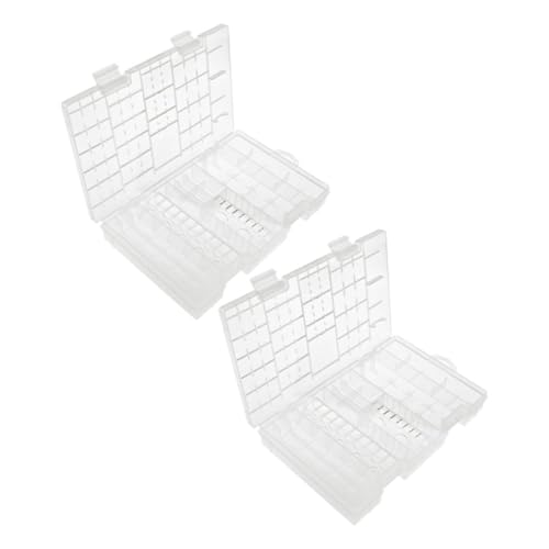 Gadpiparty 2pcs Case Clear Organizer Box for Aa Aaa Durable Plastic Compartment Holder for Home Office and Travel Use