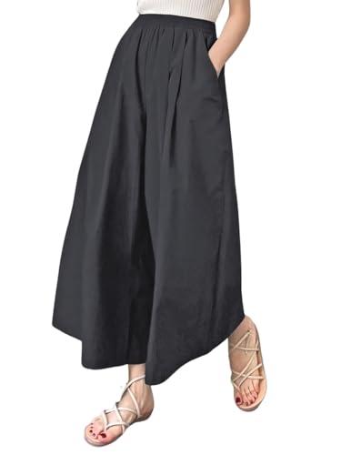 Image of Leriya Fashion Women High Waist Wide Leg Trousers | Casual & Formal Poly Cotton Pants for Women | Loose Fit Track Pants | Relaxed Fit Pleated Trousers for Casual & Semi-Formal Wear