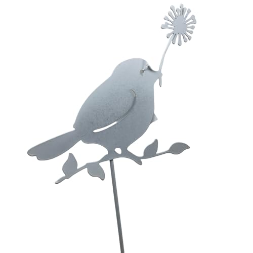 Dadeldo Living & Lifestyle Gartenstecker Vogel Metall 40cm Weiss Dekoration
