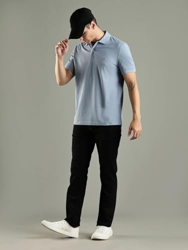Image of Tommy Hilfiger Solid Regular Fit Cotton Polo T-Shirt
