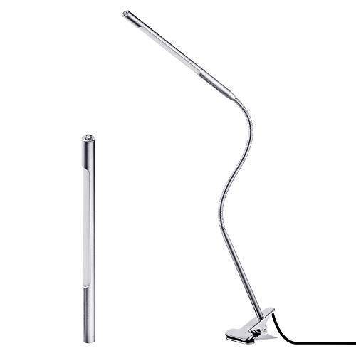 Desk Lamp 36pcs LED Goose Neck 7W Dimming Lamps 360Â°Flexible 3 Lighting Modes USB Book Clamp Light Eye Protection Kids Desk Lamp Adjustable Color Temperature Bed Night Light,Silver