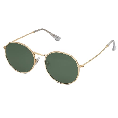 Image of SOJOS Small Round Polarized Sunglasses for Women Men Classic Vintage Shades | Lightweight Stainless Steel Frame UV400 Sun Protection Adjustable Nose Pads SJ1014
