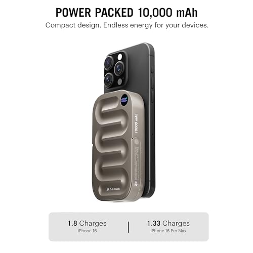 Image of DailyObjects Loop Qi2 Certified 10000 Mah Mag-Safe Compatible Aluminium Wireless Power Bank|Fast Charging| Compatible with Samsung /OnePlus /iPhone 12 /13 /14 /15 /16 /Pro Max|Pocket Size (Titanium)