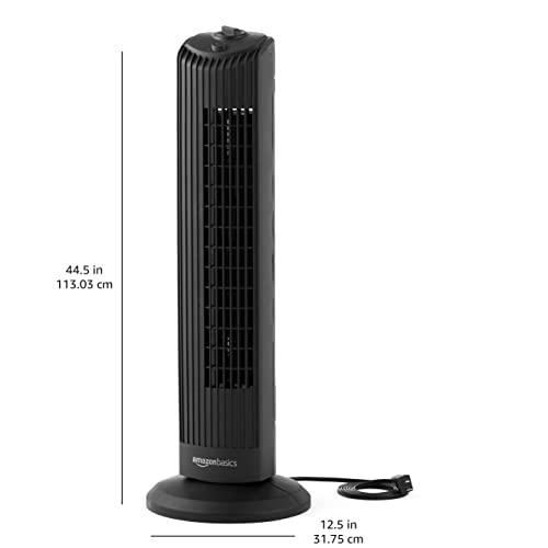 Amazon Basics Manual 3 Speed Oscillating Tower Fan With Mechanical Control, 28 Inch, Black #TOP4