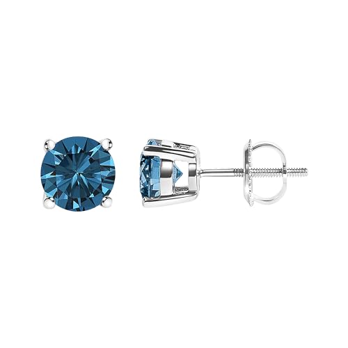 14K Gold Blue 1.00 Cttw to 3.00 Cttw Lab Grown Diamond Stud Earrings with Screw Backs3