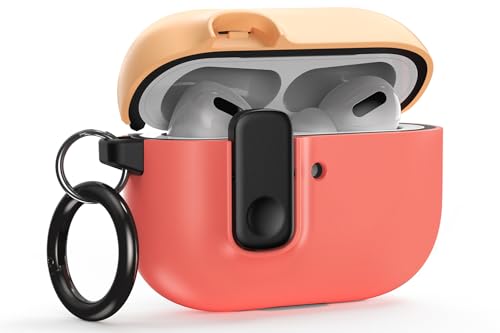 Image of VRS Design Modern Lock for Apple AirPods Pro 3rd Generation Case (2025) - Sleek Protective Style with Locking Security Compatible with Airpods Pro 3 (Peach & Coral)