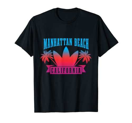 Manhattan Beach California Surf Atardecer Vintage Surfer Retro Camiseta