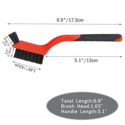 Image of 6 Pcs Wire Brush Set Metal Bristle Brush Small Stainless Steel Brush Set Nylon Bristle Brush for Cleaning Dross, Stains, Rust Spots(Red and Black)
