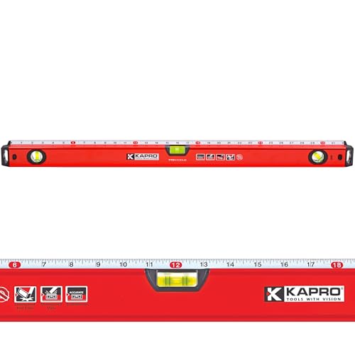 Image of Kapro - 770 Exodus Professional Box Level - 36 inch - With 45 Vial & Ruler - For Leveling, Measuring, Marking, and Cutting - Features 3 Vials, Precise Straightedge, and Wall-Grip | 45 Vial & Ruler - 3 Vials - Precise Straightedge - Wall-Grip - For Leveling, Measuring, Marking, and Cutting