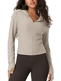 ODODOS Women's Half-Zip Crop Hoodie...