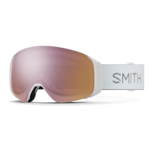 SMITH 4D MAG S Goggles with ChromaPop Lens – Performance Snowsports Goggles with Easy Lens Change Technology for Skiing & Snowboarding – White Chunky Knit + Everyday Rose Gold Mirror