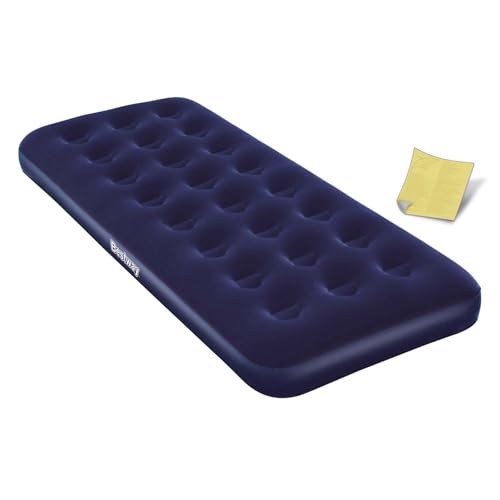 BESTWAY - Einzelmatratze - Aufblasbar - 67000A - Blau - 1 Person - Vinyl - 185 cm x 76 cm - Outdoor - Camping - Strapazierfähig - Schlafen - Komfort - Ab 14 Jahren