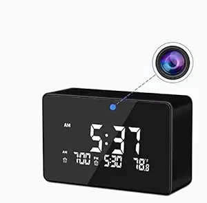 CAMLEIGH Hidden Camera Clock, 1080p Wireless WiFi Spy Camera Nanny Cam with Night Vision, Motion Detection, Room Thermometer, Camera Alarm Clock for Home Surveillance