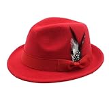 SUXINRY Fedora Hat for Adults - Unisex - Red - Modern - Oktoberfest - Lightweight, Windproof - One Size