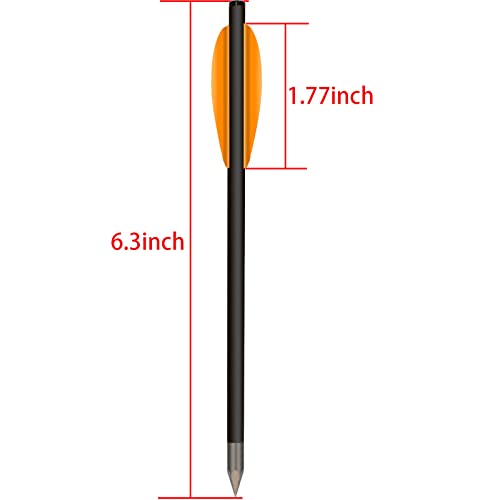 HUNTSPM 6.3" Carbon Crossbow Bolts Arrows with Sharp Steel Tips for 50-80lbs Pistol Crossbow Precision Target,Great for Practicing Shooting Target, Small Hunting (12pcs orange) - Image 3