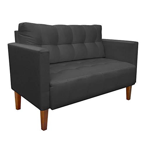 Sofá Retrô Namoradeira 2 Lugares Livia Suede Grafite - D'Rossi