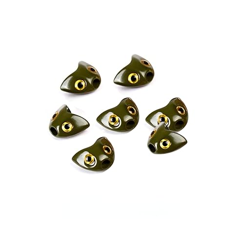 Sculpin Head for Fly Tying with 3D Fish Eyes Fast Sinking Fish Skull Sculpin Helmet Fly Tying Material for Trout Fishing Lures Head Tube Flies Hook-up Streamers Fly Tying Materials (Olive 20pcs S)