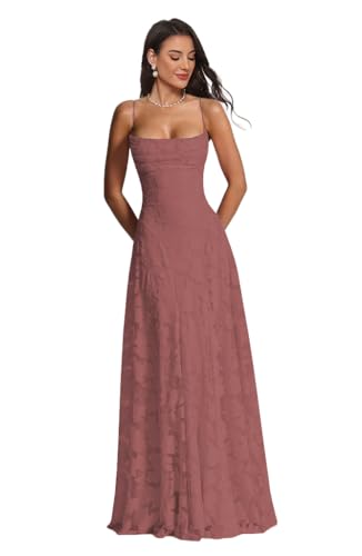 Spaghetti Strap Bridesmaid Dresses for Wedding 2026 Cowl Neck Floor