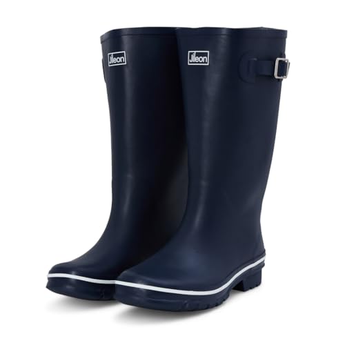 Jileon Wide Fit Womens Rain Boots - Fit up to 18” Calves - Unique Design For Wide Feet, Ankles & Calves