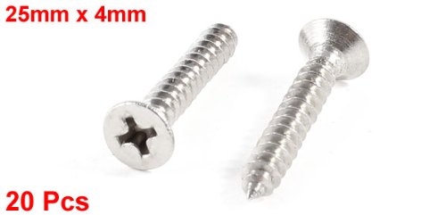 uxcell® 25mm x 4mm Thread Diameter Stainless Steel Crosshead Self Tapping Screw 20Pcs