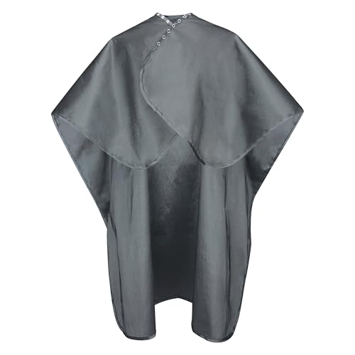Capa para corte y lavado de cabello impermeable de nailon y poliéster plateada miniatura 3