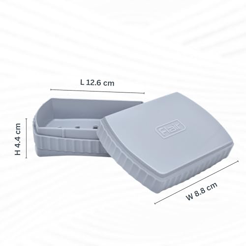 Image of FLAIR Estella Soap Case with Drainage | Reusable & Durable Soap Box | Modern Bathroom Soap Holder (2, Grey)