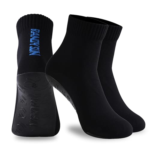 RANDY SUN Womens and Mens Barefoot Quick-Dry Socks, Compressible Not Waterproof Sand Socks Provided Protection for Kayaking Jogging Beach Swim Surf Yoga Aerobics Exercise(2 Pairs Black Ankle XL)