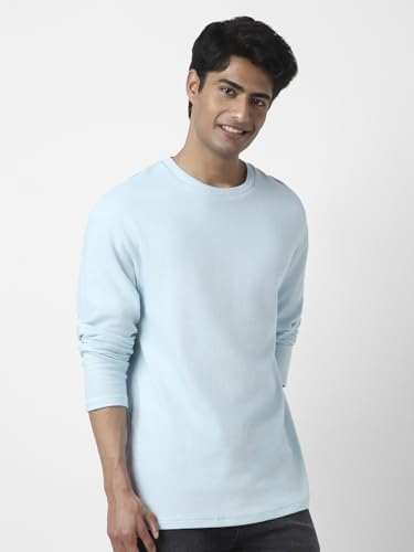 Image of Urbano Fashion Men's Textured Round Neck Oversized Full Sleeve Cotton T-Shirt