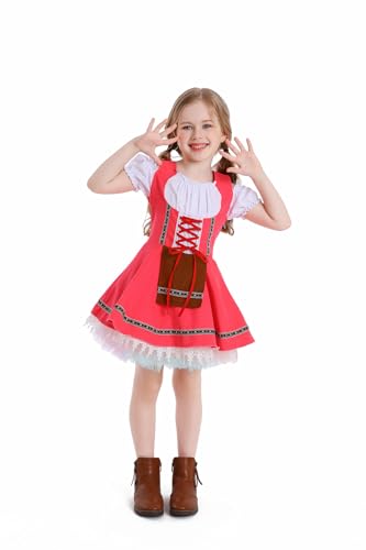 Disfraz infantil dirndl rosa para Oktoberfest miniatura 1