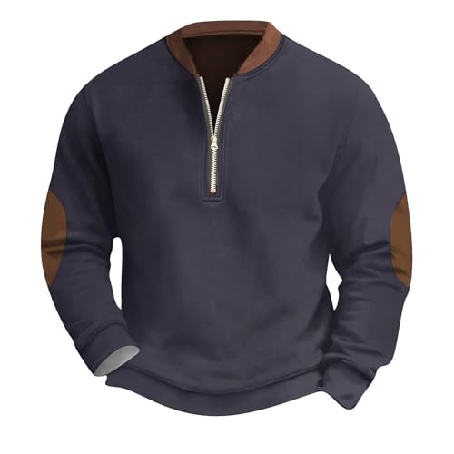 Genérico Sudaderas Hombres Sin Capucha Holgada Running Casual Otoño Pullover Imprime Baratas Ropa Deportiva Hombre Media Cremallera Letras Sweater Popular Halloween 2#Marina de Guerra 3XL XG