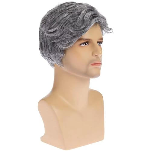 Cheveux courts bouclés gris argenté solution transformation crédible personnage âgé