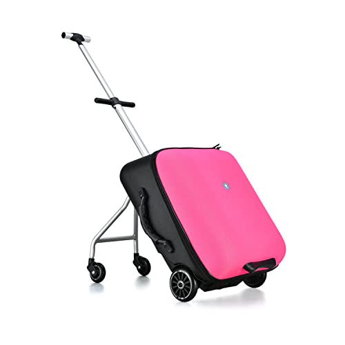 HJDSUDU 2-In-1-Trolley & Kinderwagen, Kinder-Aufsitzkoffer, Lazy Trolley-Koffer, Fahrbarer Koffer, Kinderkoffer, Kinder-Gepäckset, Modischer Reisekoffer,Rosa