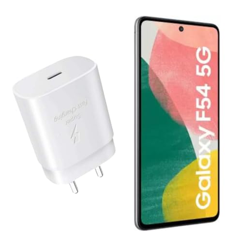 Image of MAK 25W Charger for Samsung Galaxy F54 5G Type C Charger Adapter Compatible with Galaxy F54 5G Charger, 25 Watt USB Type C to C Pd Charging Adapter C Type, White