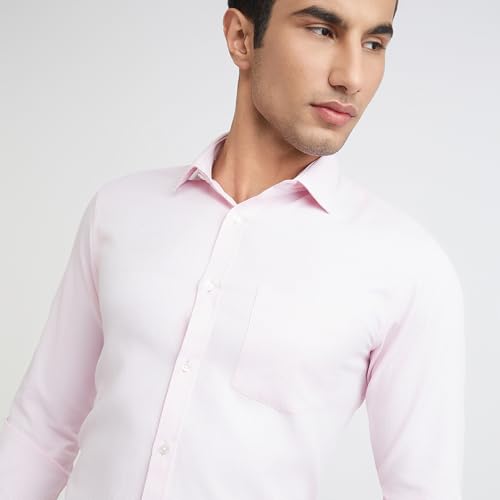 Image of Park Avenue Men Cotton blend Slim Fit Structure Pattern Semi Cutaway Collar Formal Shirt