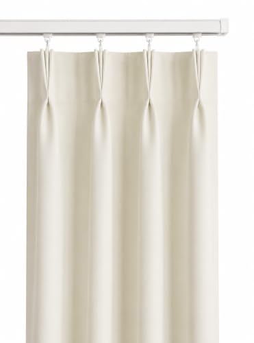 Image of KALIYO Off White Blackout Pinch Pleat Curtains for Living Room & Bedroom | Room Darkening Curtains | Pinch Pleat Header| Noise Reducing | 5 FT | Pack of 1