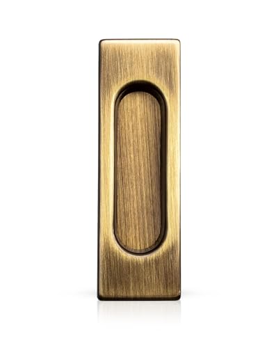 JUVA Schiebetür Griff aus Metall [VERSENKT] Griffmuschel Schiebetür Messing Bronze brüniert beschichtet I Muschelgriff eckig 125x40mm I Möbelgriff zum Einlassen I Griffmulde Schiebetür Griffmuschel