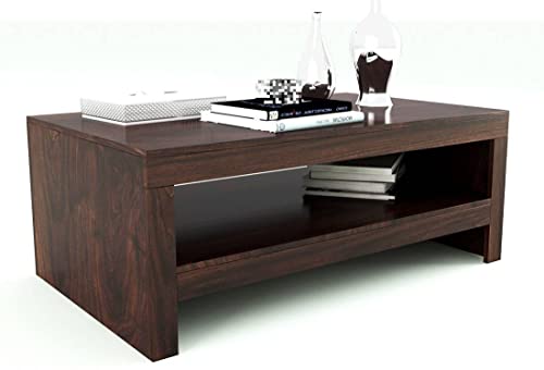 Image of Douceur Furnitures Solid Sheesham Wood Coffee Table | Wooden Centre Table for Living Room, Bedroom, Guest Room, Home, Office, Hotel & Cafe | Walnut Finish | Ready to Use