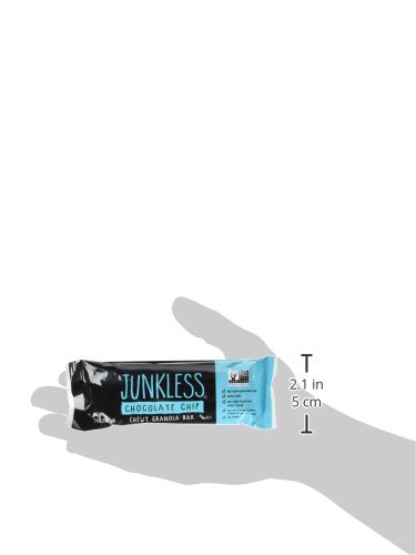 JUNKLESS Chewy Granola Bars, Chocolate Chip, 24 bars (6 x 1.1 oz bars/box – 4 boxes), Non-GMO, low sugar, great tasting, made for kids & families
