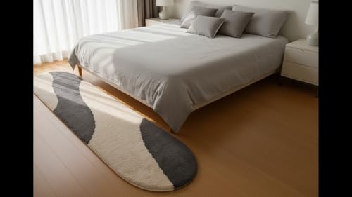 Image of Fluffy Silky Micro Fiber Polyster Carpet /Runner for Bedroom, Study Room, Playing Room, Guest Room ETC. 2x4 Feet, (Grey and Ivory New Laher)