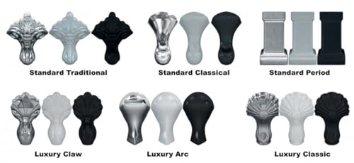 Casa Padrino Jugendstil Badewanne Naturstein freistehend 1700mm BBlan Weiß - Freistehende Retro Antik Badewanne, Badewannen Füsse:Luxury Classic Schwarz – Bild 5