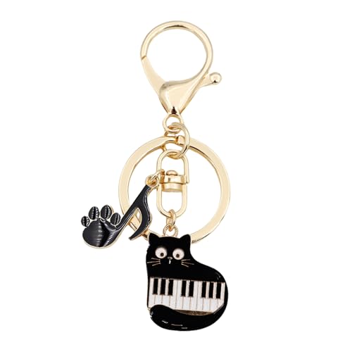 Elechobby Piano Cat Shaped Keychain - Musical Note Paw Design,Cute