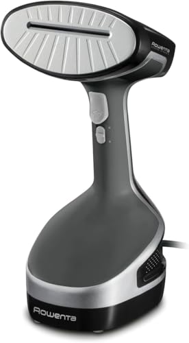 Rowenta Access Steam+, Cepillo de vapor, Plancha vertical 1600 W, Depósito 190 ml, Elimina arrugas, olores y desinfecta, Accesorio prendas delicadas, Cable 3 m, Gris/Negro, DR8150