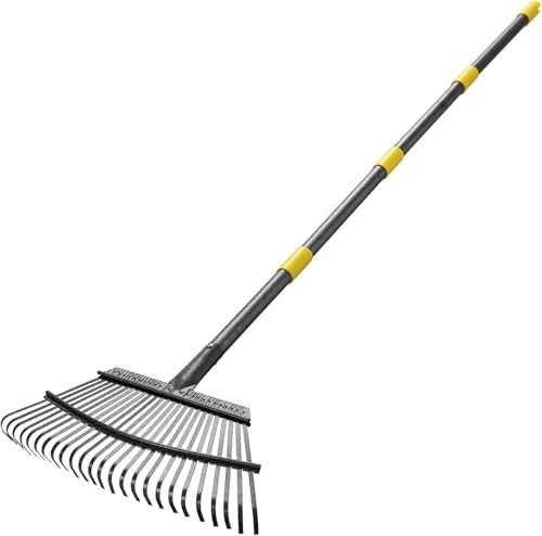 INFLATION Garden Rake for Leaves Heavy Duty Women Men Grandpas for Lawns,79” Length 18” Width Adjustable 25 Tines Sturdy Metal Yard Leaf Rakes with Non-Slip Comfortable Smooth Long Handle - Thumbnail 4