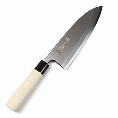 Syosaku Japanese Sushi Fillet Chef Knife Kigami(Yellow Steel)-No.2 D-Shape Magnolia Wood Handle, Deba 7.7-Inch (195Mm) #TOP8