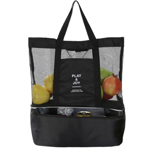 OULIGET Mesh Beach Tote Bag with Insulated Cooler plus Waterproof Bag