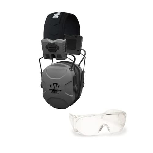 Walkers XCEL 500BT Digital Electronic Muff with Voice Clarity and Bluetooth with Full Coverage Sport Shooting Glasses Bundle (2 Items) - Walker's
