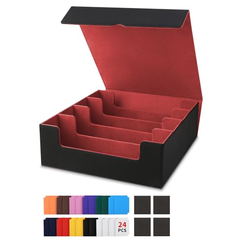 Trading Card Storage Box 4Rows, Holder 3200+ Cards, Deck Case Organizer for MTG, Sports Card, Pokemon TCG, YUGIOH with 24 Dividers & 4 Foam Stoppers, Collector Bulk Boxes, Collection Albums Cases
