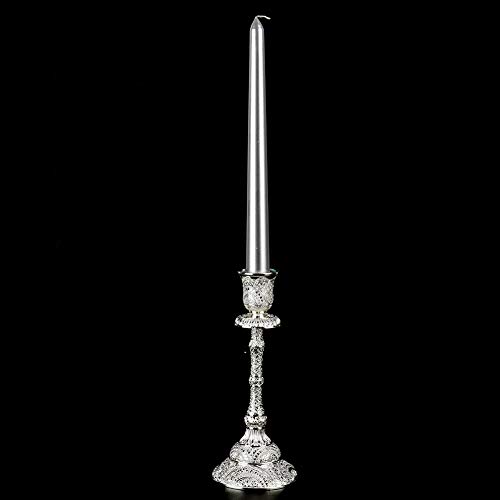Castiçais banhados a prata, 2 castiçais elegantes e cônicos vintage de metal para castiçal de pilar